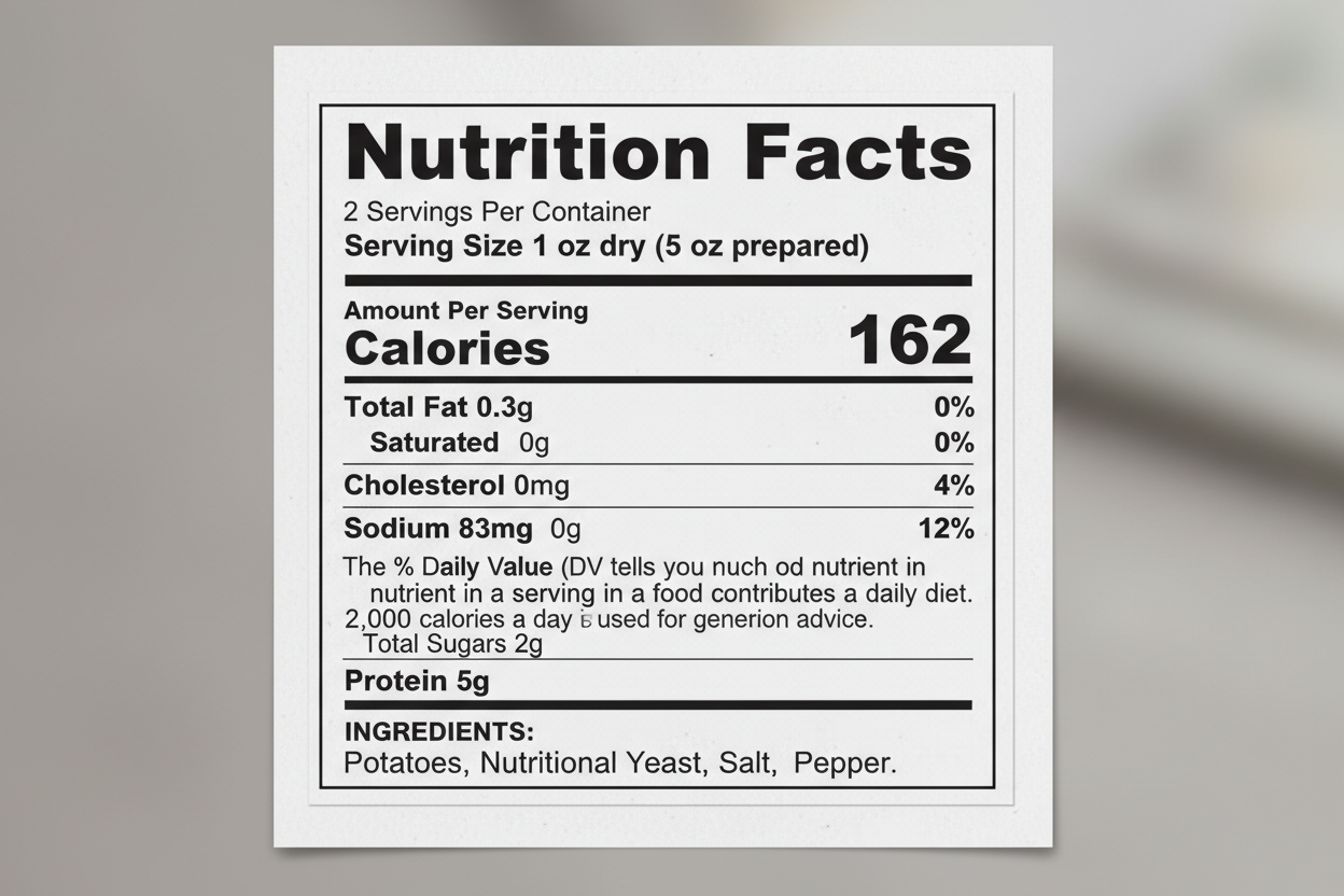 Nutrition Facts - Rustic Mashed Potatoes
