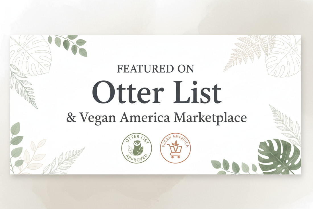 VeganElder Freeze Dried Pantry announcement banner celebrating recognition on Otter List and Vegan America Marketplace for plant-based freeze-dried foods