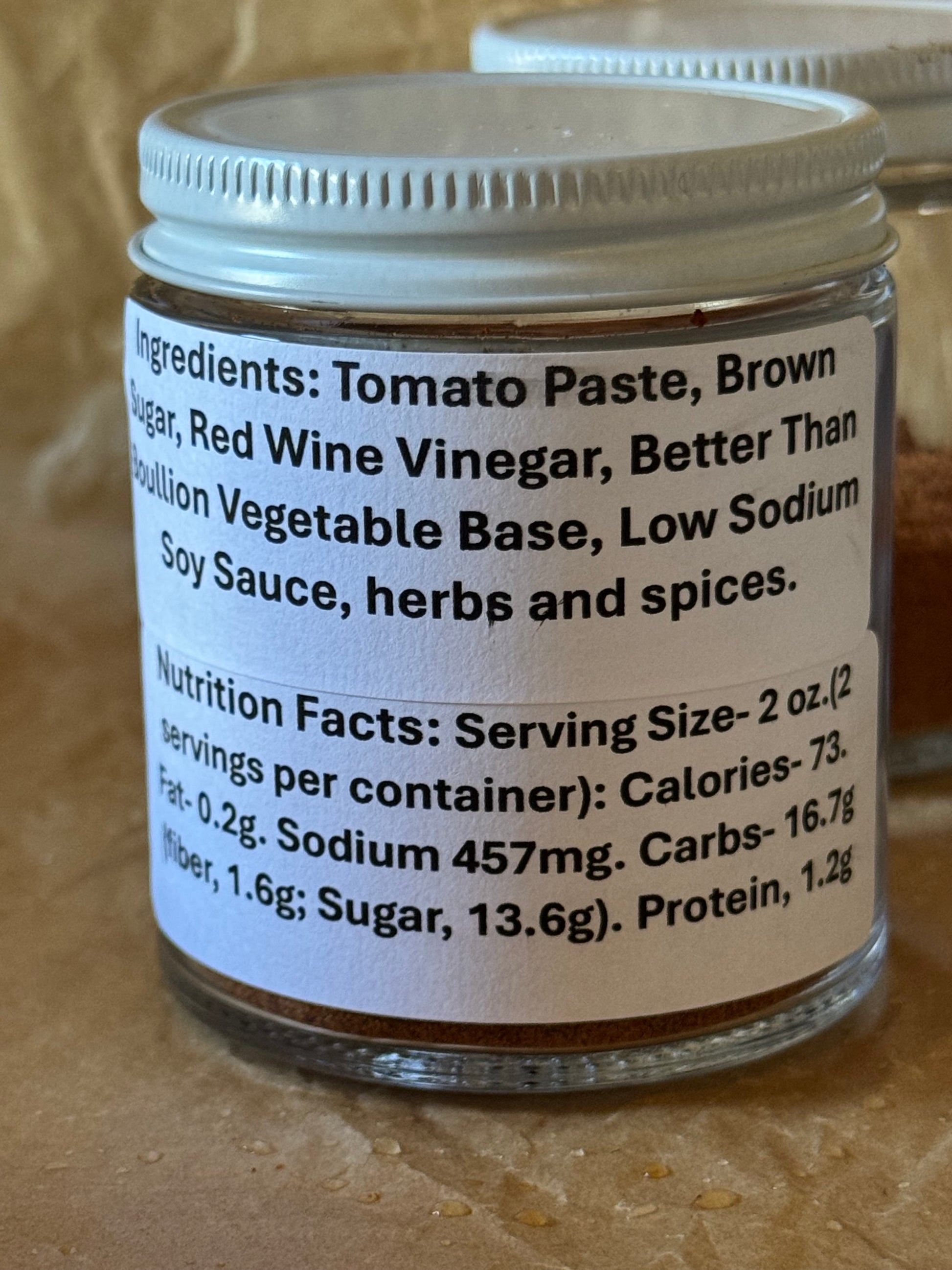 Ingredients and nutrition facts on Back of Barbecue Sauce Jar
