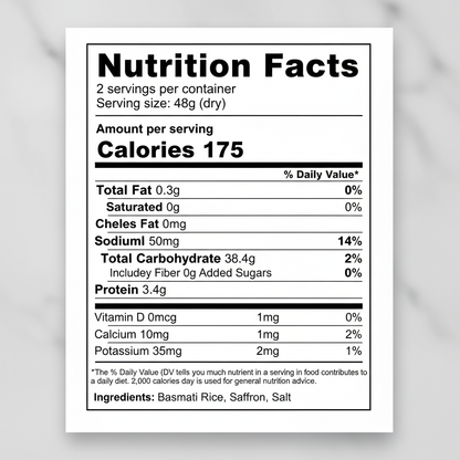 Nutrition Facts - Saffron Basmati Rice